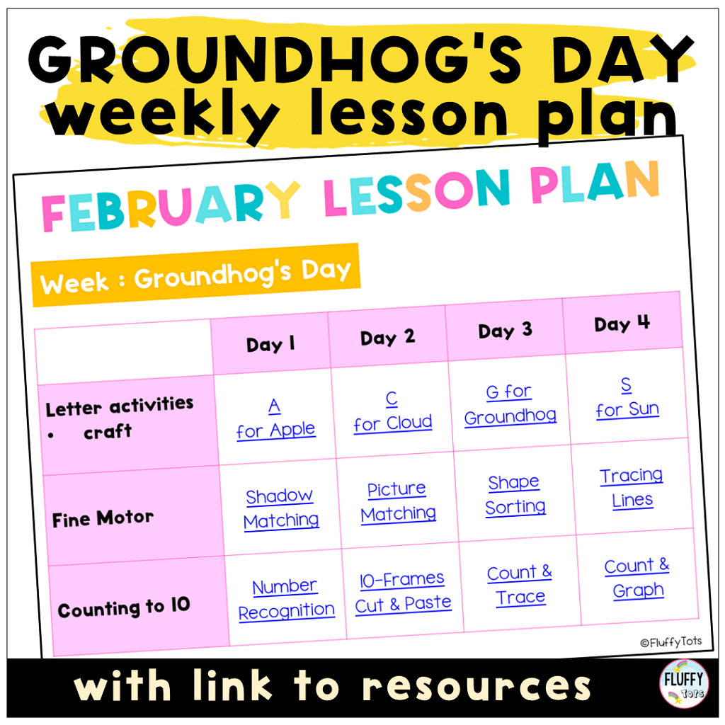 Easy Groundhog's Day Lesson Plan for Toddler and Preschool for 4 Days 5 Groundhog's Day Lesson Plan