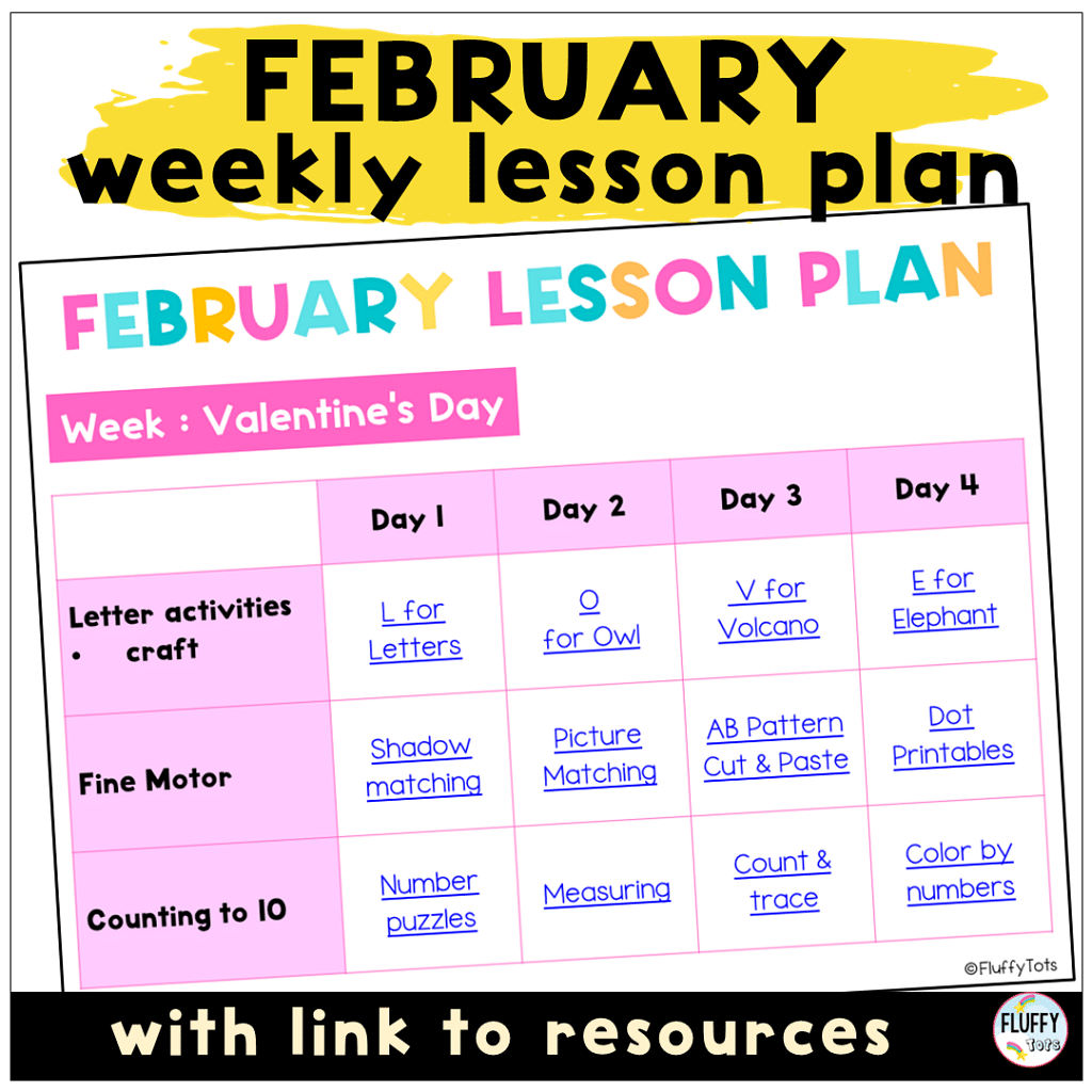 Fun Valentine's Day Lesson Plan Ideas for Toddler and Preschool for 4 Days 1 february valentine's day lesson plan for toddler and preschoolers