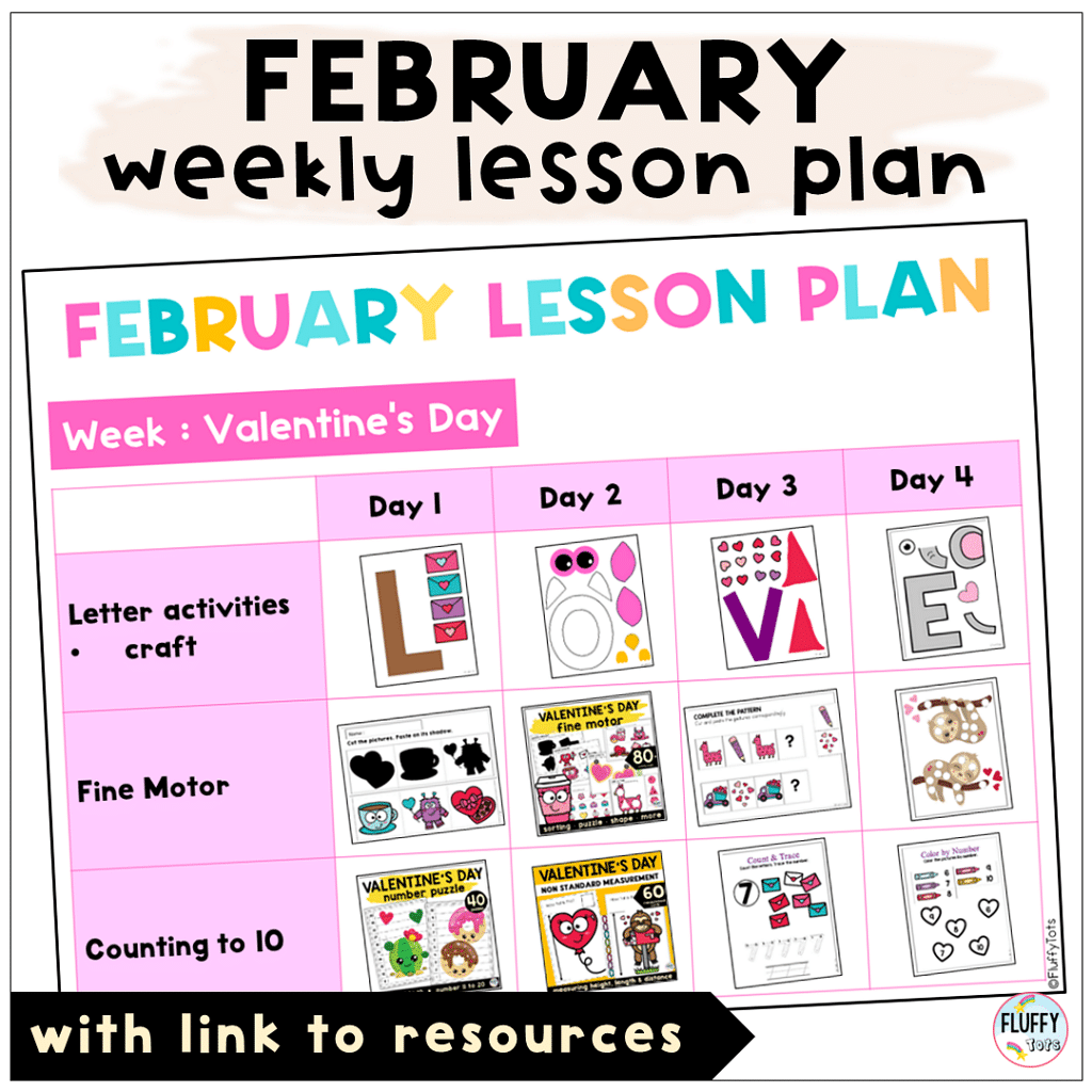 february valentine's day lesson plan for toddler and preschoolers