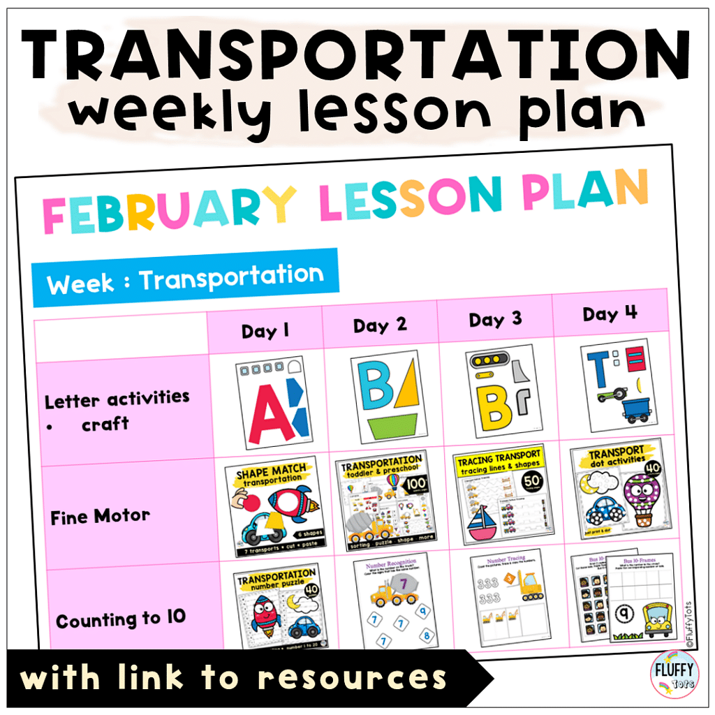 Exciting Transportation Lesson Plan Ideas for Toddler and Preschool for 4 Days 6 February transportation lesson plan