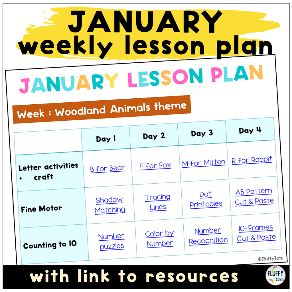 january woodland animals lesson plan