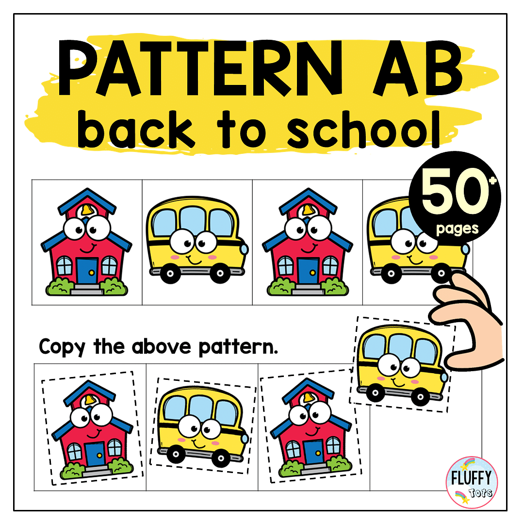 50+ Pages of Easy AB Patterns Worksheets Cut and Paste for Toddler and Preschool 1 AB patterns worksheets