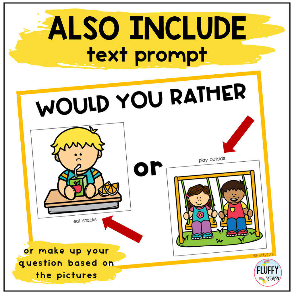 30 Fun Would You Rather Questions for Kids 4 Would You Rather Questions for Kids Preschool picture cards