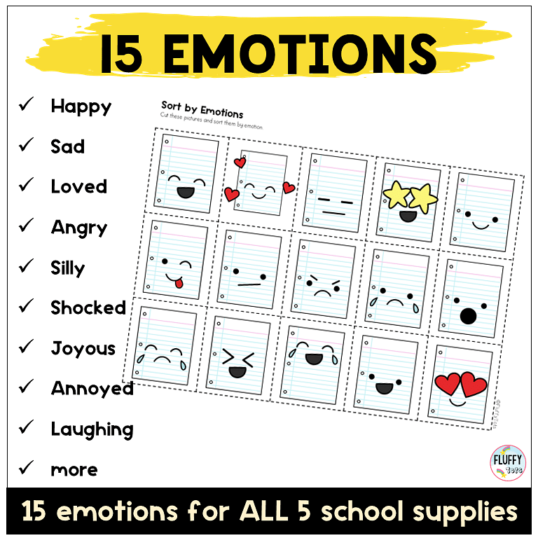 80 Pages of Fun Sort by Emotion for Back to School Activity 2 preschool sort by emotion back to school