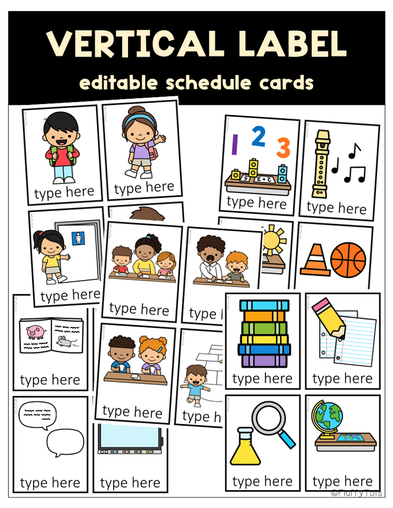 Fun 40+ Classroom Schedule Cards with Pictures for Kids 6 editable Classroom Schedule Cards with Pictures