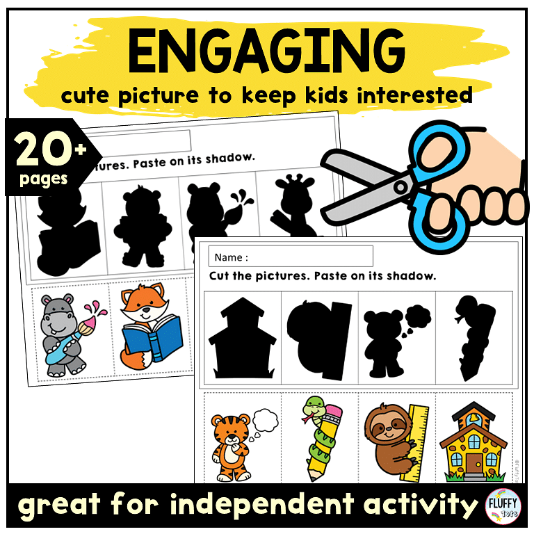 Adorable 20+ Pages Zoo Animals Shadow Matching Worksheets 3 zoo animals shadow matching