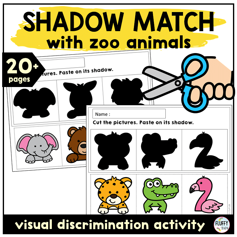 zoo animals shadow matching worksheets