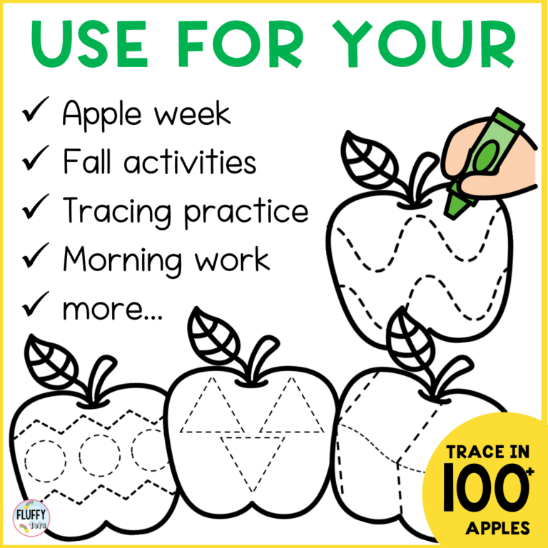 Apple Tracing Printables: FREE 6 Fun Tracing Apples - FluffyTots