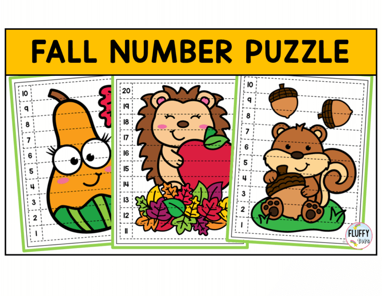 Fall number sequence worksheets