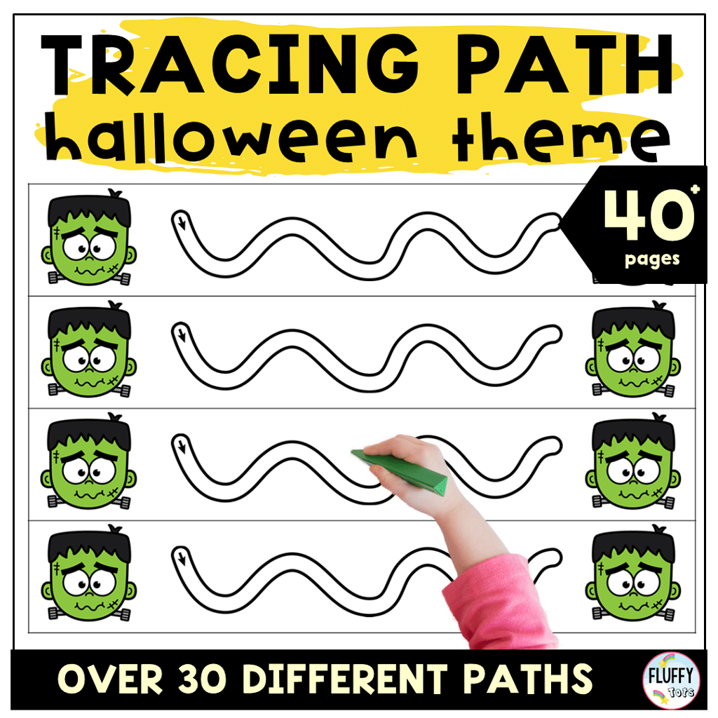 40+ Easy Pages of Halloween Tracing Lines Worksheet for Toddler and Preschool Kids 1 Halloween Tracing Lines fine motor printables for kids