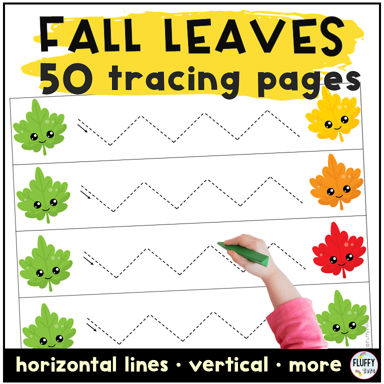 50 Pages Fun Fall Leaves Tracing for Toddler and Preschool Kids 1 Fall leaves tracing
