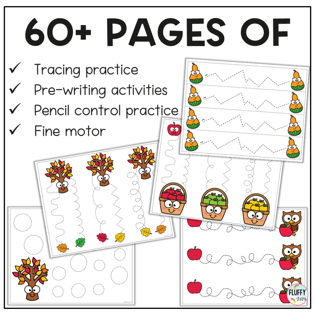60+ Fun Pages of Fall Tracing Pages for Toddler and Preschool Kids ...