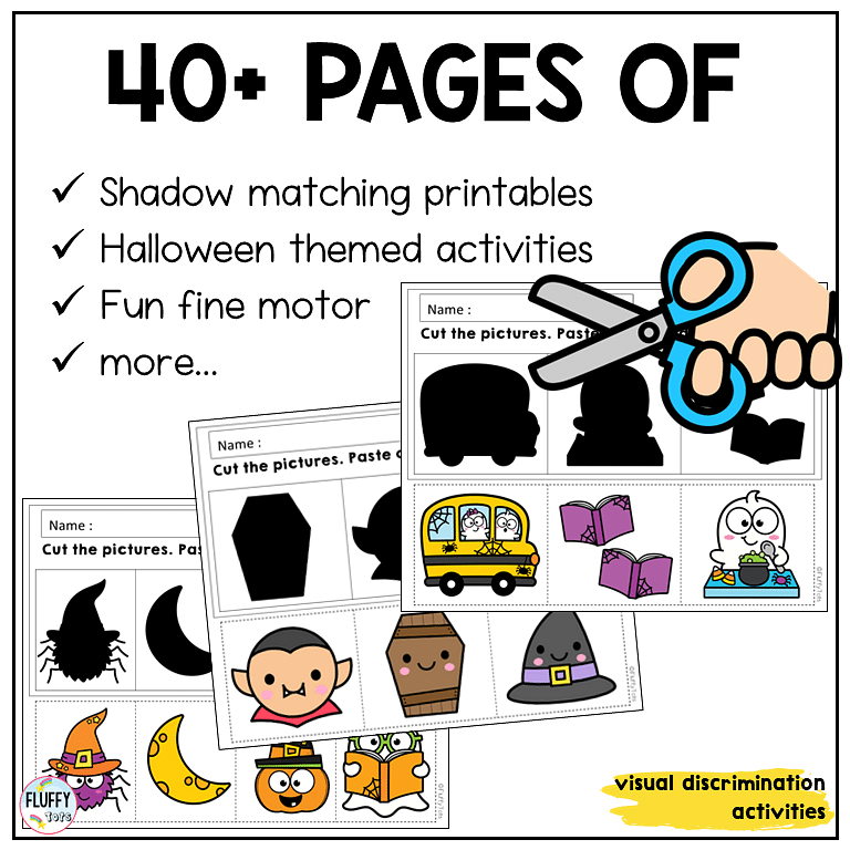 Adorable 40+ Pages Halloween Fine Motor Shadow Matching Worksheets 2 Adorable 40+ Pages Halloween Fine Motor Shadow Matching Worksheets 2