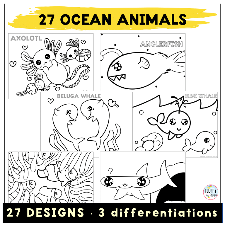 Fun 27 Coloring Pages Ocean Animals for Kids 8 Fun 27 Coloring Pages Ocean Animals for Kids 7