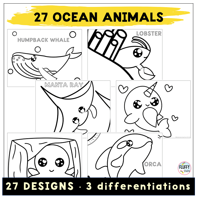 Fun 27 Coloring Pages Ocean Animals for Kids 9 Fun 27 Coloring Pages Ocean Animals for Kids 8