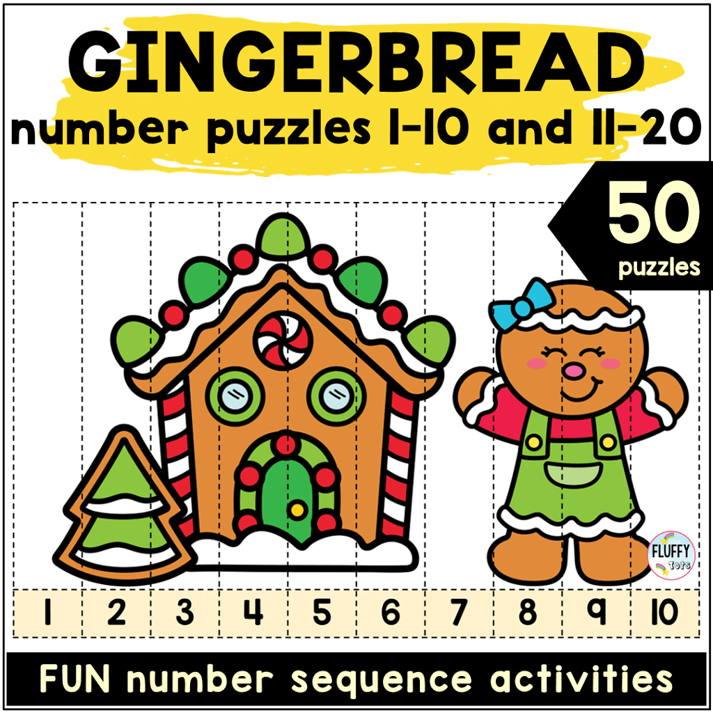 Exciting Gingerbread Number Puzzles 1 to 20 to Teach Number Order Sequence 1 Gingerbread number puzzles 1 to 20