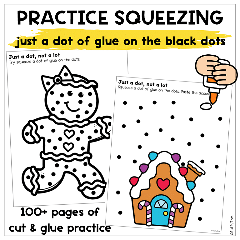 Just a Dot, Not a Lot : 100+ Page of Fun Gingerbread Glue Practice Worksheets 2 Gingerbread Glue Practice Just a Dot, Not a Lot