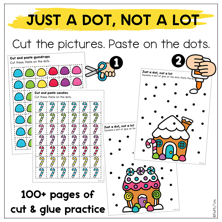 Just a Dot, Not a Lot : 100+ Page of Fun Gingerbread Glue Practice Worksheets 4 Gingerbread Glue Practice Just a Dot, Not a Lot