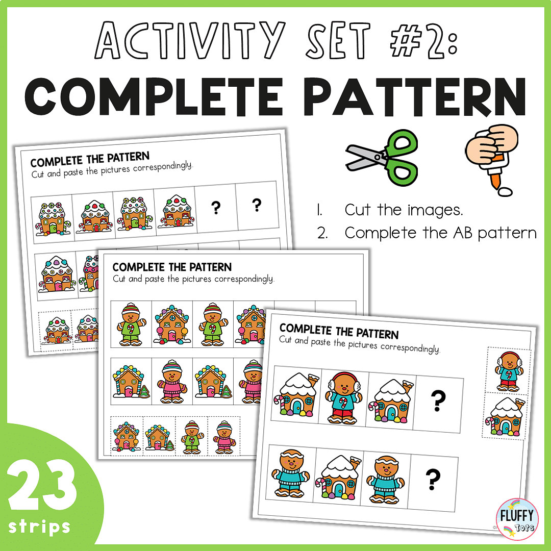 50+ Pages of Fun Gingerbread Pattern Printables Worksheets for Preschool and Toddler Kids 5 Gingerbread pattern printables cut and paste