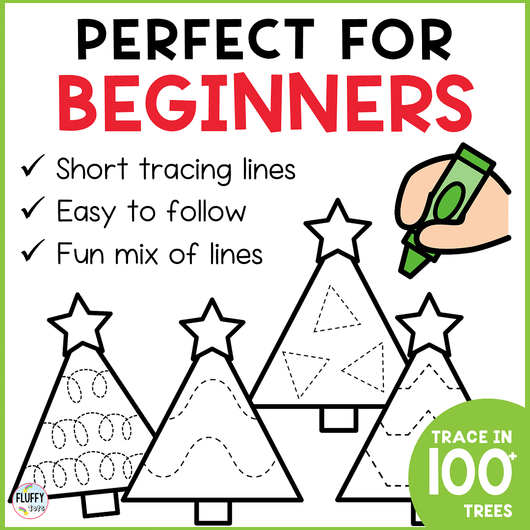 Fun and Cute Christmas Tree Tracing Printable Pages plus 2 FREE Christmas Tree 2 Christmas tree tracing printable worksheets for kids