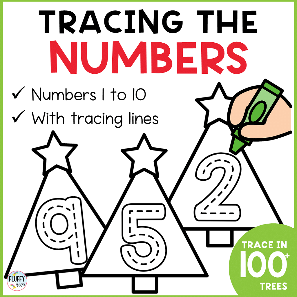 Fun and Cute Christmas Tree Tracing Printable Pages plus 2 FREE Christmas Tree 7 Christmas tree tracing numbers