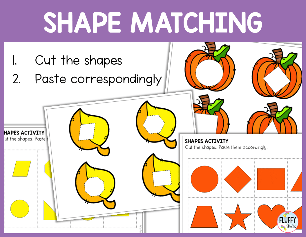 fall shape matching fine motor cut and paste
