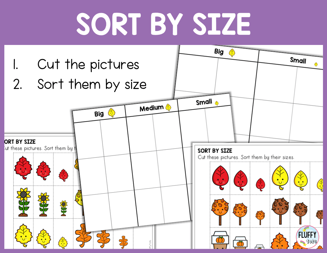 Fall fine motor activities sorting by size