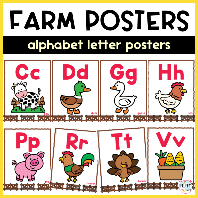 3 Cute Farm Themed Classroom Poster for Preschool and Kindergarten 1