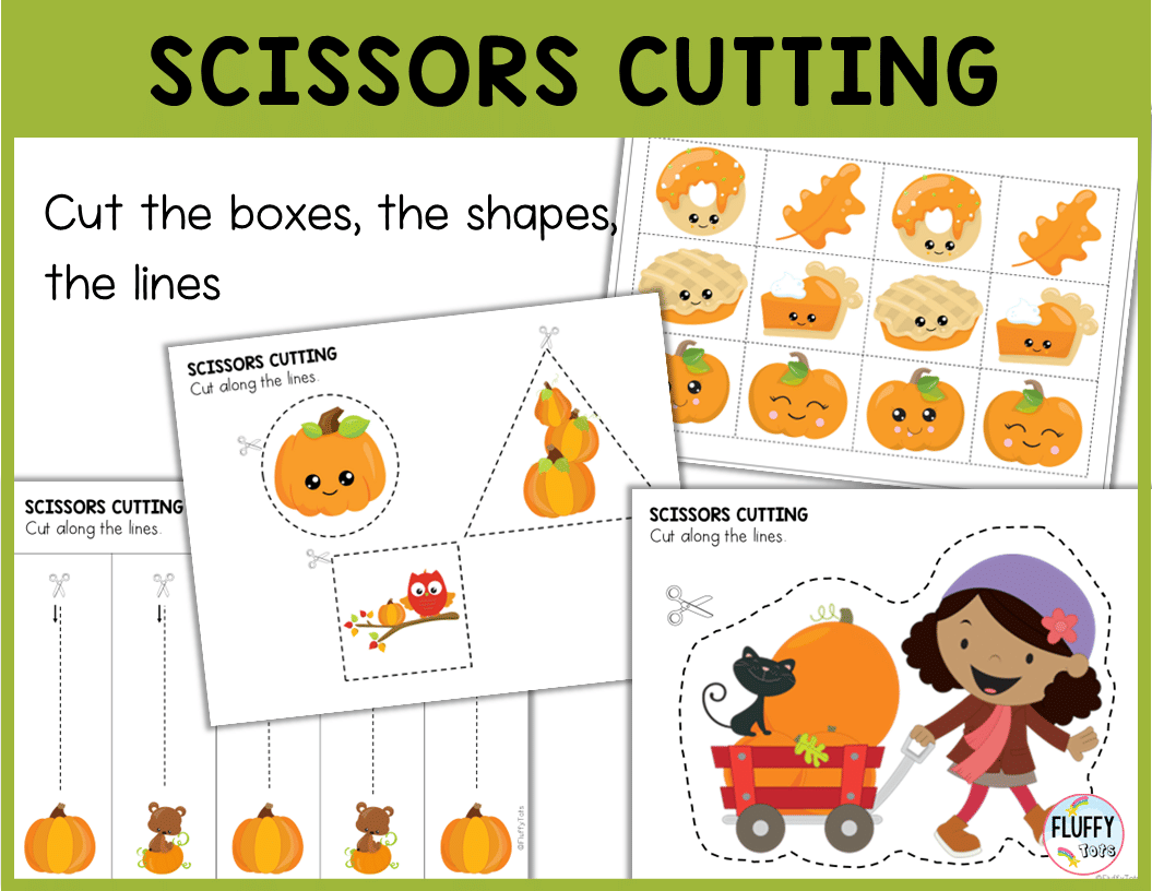 70+ Pages of Fun Thanksgiving Fine Motor for Toddler and Preschool 12 pumpkin fine motor cutting printables