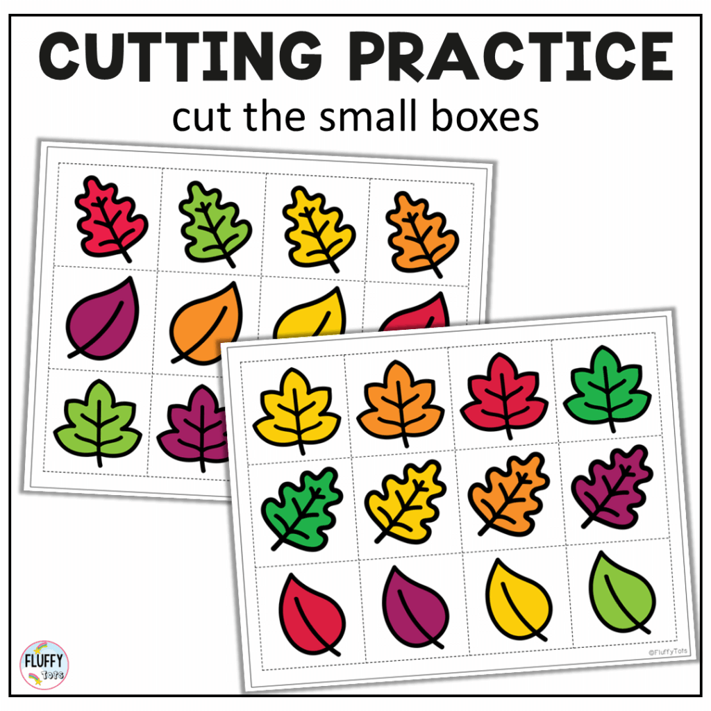 Fall leaves fine motor cutting worksheets practice