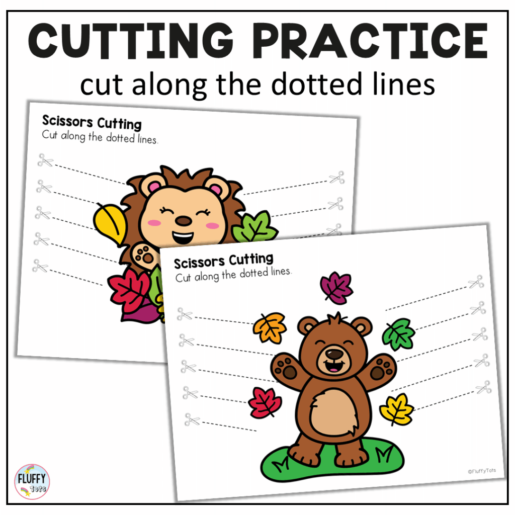 Fall leaves fine motor cutting worksheets practice