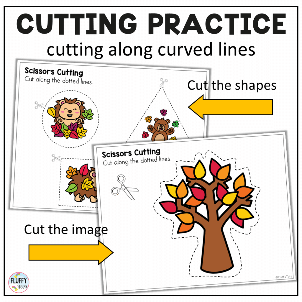 Fall leaves fine motor cutting worksheets preschoolers
