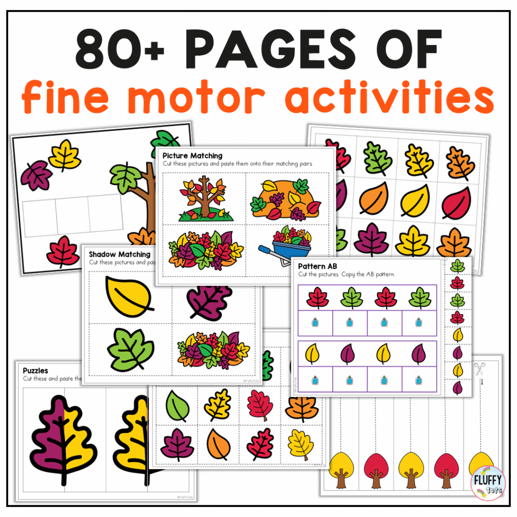 Fall leaves fine motor printable worksheets preschool toddler