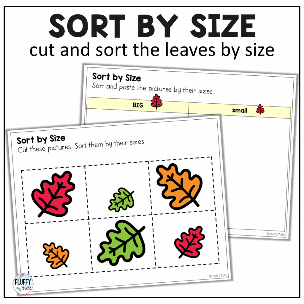 Fall leaves fine motor cutting worksheets sorting