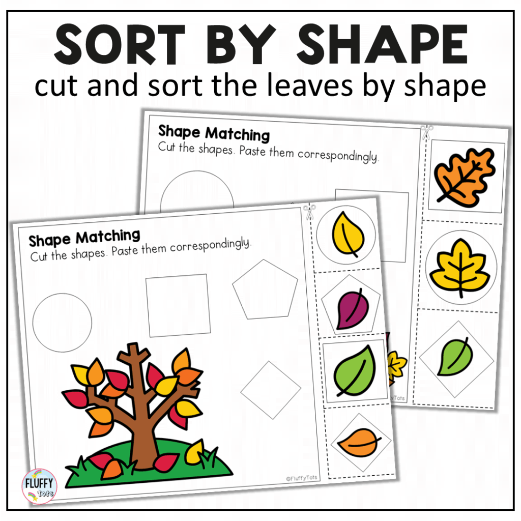 Fall leaves fine motor cutting worksheets shape activity
