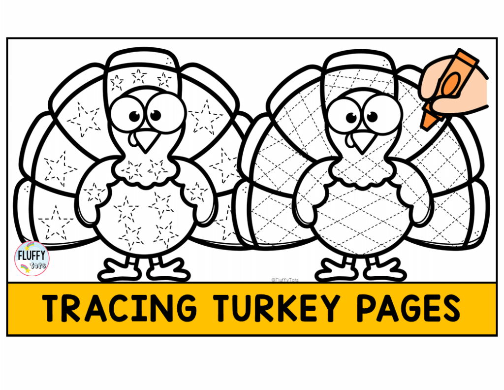 35 Fun Tracing Turkey for Thanksgiving Prewriting Activity - FluffyTots
