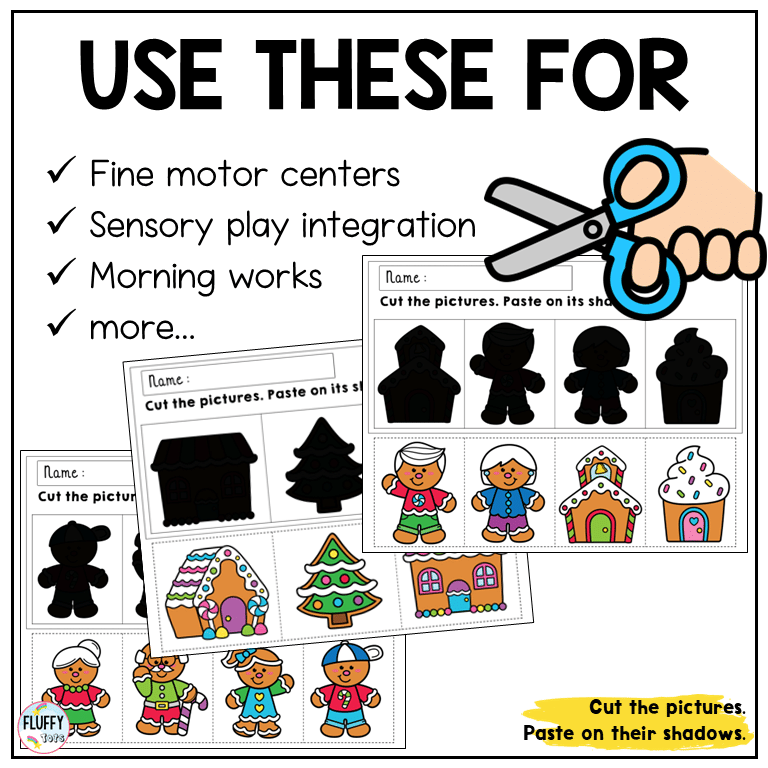 30+ Page of Fun & Festive Gingerbread Shadow Matching 3