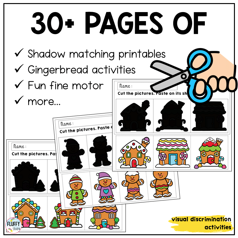 30+ Page of Fun & Festive Gingerbread Shadow Matching 4