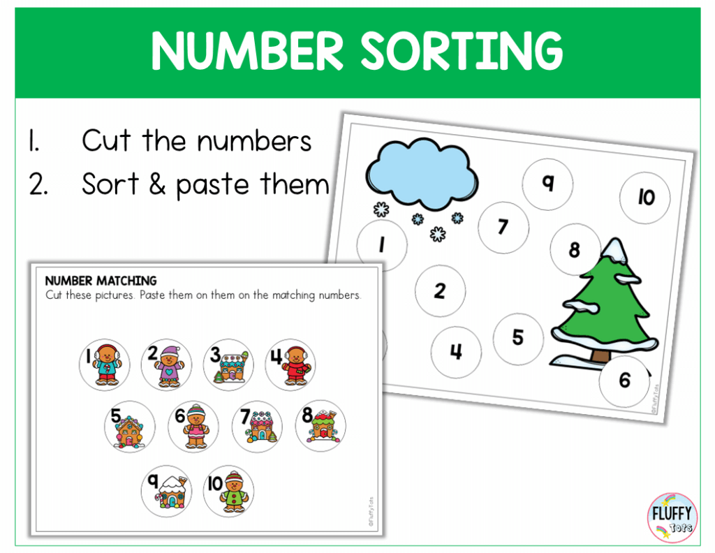 Gingerbread cut and paste number sorting