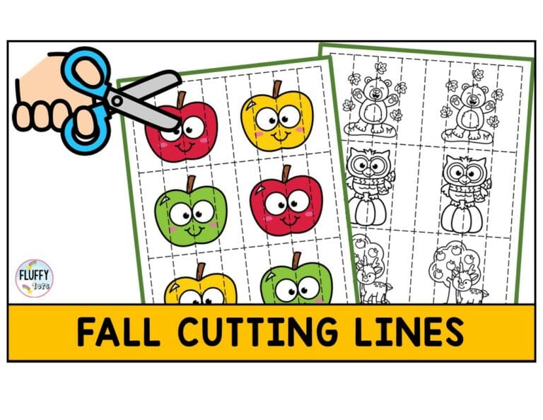 Fall Cutting Straight Lines for Toddlers & Preschool